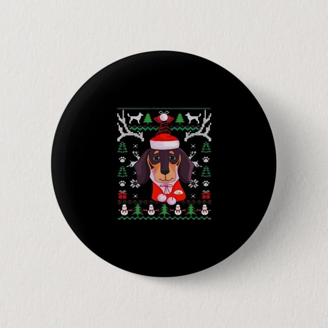 Dackel Dog Ugly Weihnachten Klassischer T - Shirt Button (Vorderseite)