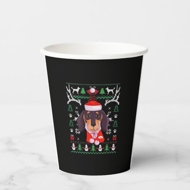 Dackel Dog Ugly Weihnachten Klassischer T - Shirt Pappbecher (Vorderseite)