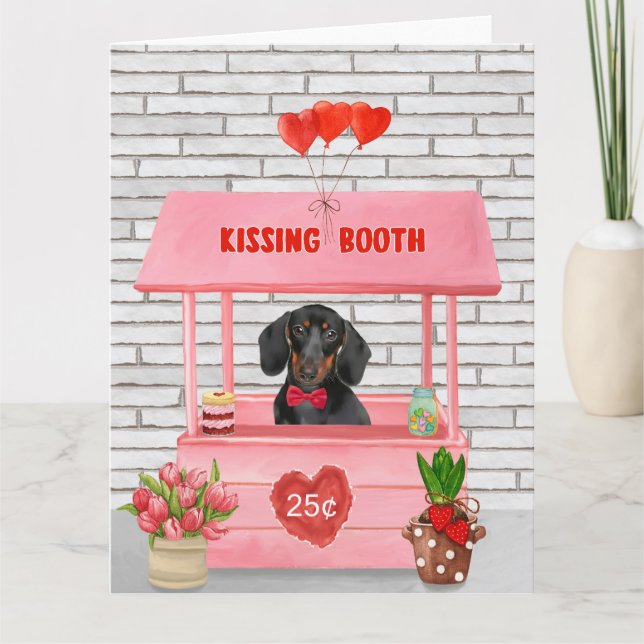 Dackel Dog Valentine's Day Kissing Booth Karte (Vorderseite)