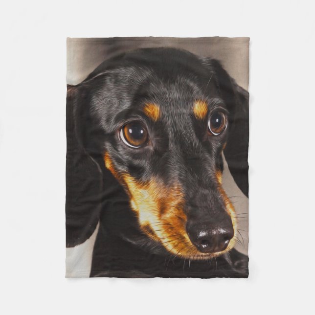 Dackel Dog Wasser Farbe Öl Malerei Art Fleecedecke (Vorderseite)
