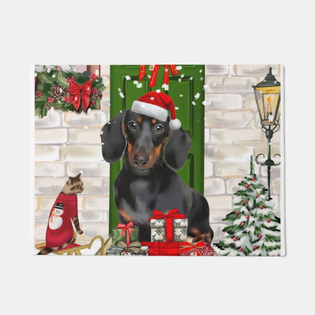 Dackel Dog Weihnachten Fußmatte (Vorderseite)