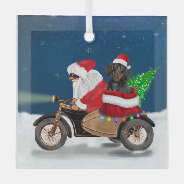 Dackel Dog Weihnachtsmann Ornament Aus Glas (Vorderseite)