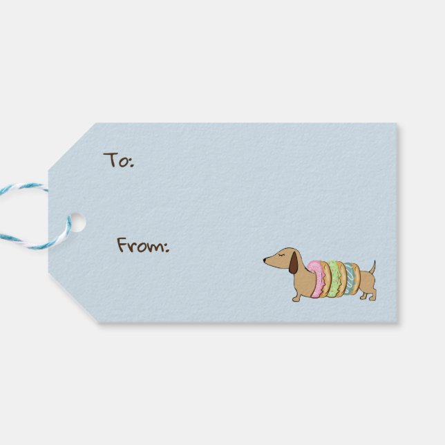Dackel & Donuts Party Gift Tags Geschenkanhänger (Rückseite Horizontal)