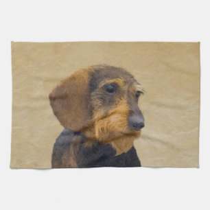 Dackel (Drahthaar) Gemälde Original Hundekunst Geschirrtuch