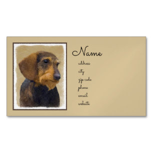 Dackel (Drahthaar) Gemälde Original Hundekunst Magnetische Visitenkarte