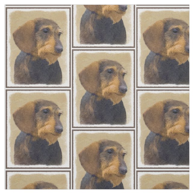 Dackel (Drahthaar) Gemälde Original Hundekunst Stoff (Muster)