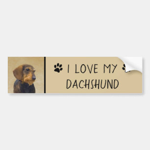 Dackel (Drahthaar) Malerei Original Dog Art Autoaufkleber