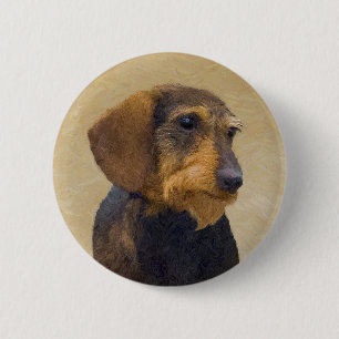 Dackel (Drahthaar) Malerei Original Dog Art Button