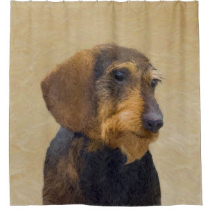 Dackel (Drahthaar) Malerei Original Dog Art Duschvorhang