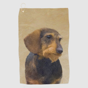 Dackel (Drahthaar) Malerei Original Dog Art Golfhandtuch