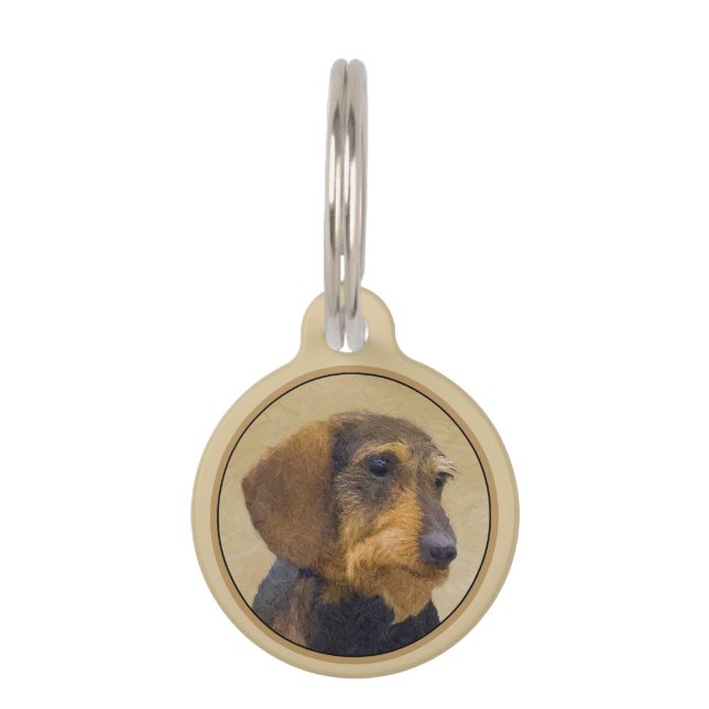 Dackel (Drahthaar) Malerei Original Dog Art Haustiermarke (Vorderseite)