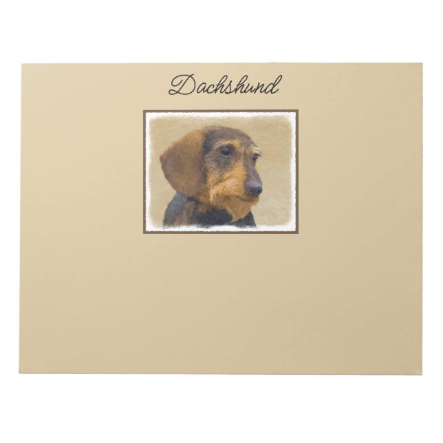 Dackel (Drahthaar) Malerei Original Dog Art Notizblock (Vorderseite)