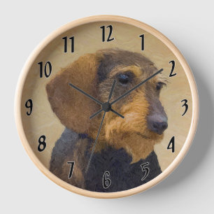 Dackel (Drahthaar) Malerei Original Dog Art Uhr