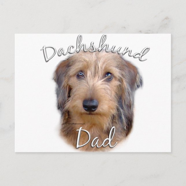 Dackel (Drahthaar) Vater 2 Postkarte (Vorderseite)
