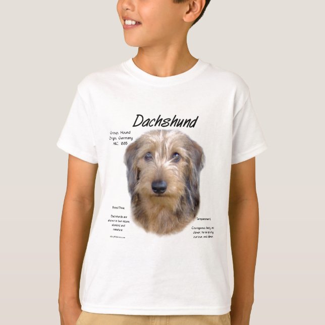Dackel (Drahthaarterrier) Historisches Design T-Shirt (Vorderseite)