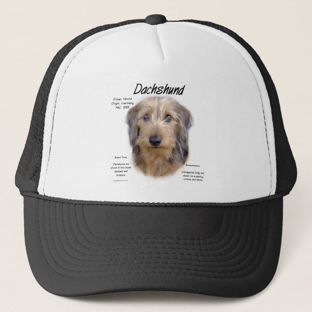Dackel (Drahthaarterrier) Historisches Design Truckerkappe (Vorderseite)