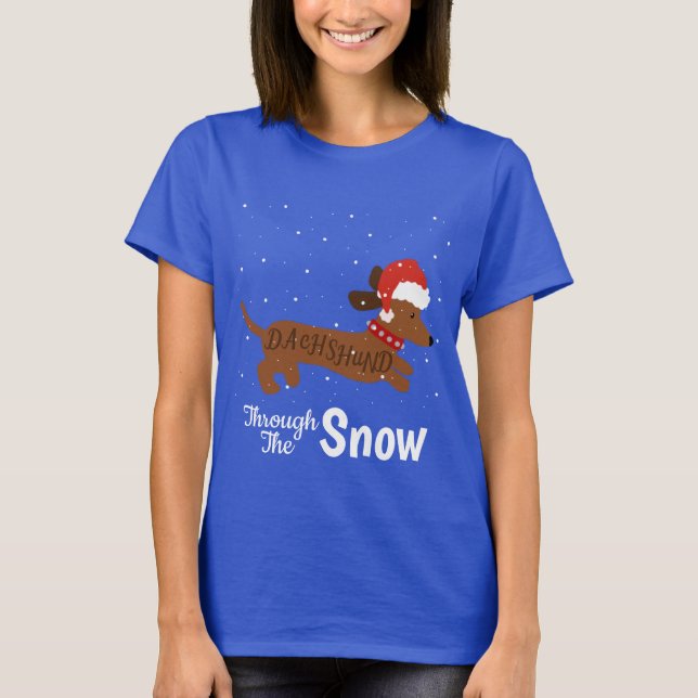 Dackel durch das Schnee-Shirt T-Shirt (Vorderseite)