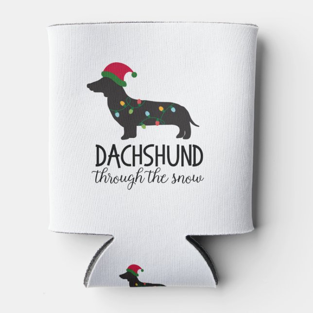 Dackel durch den Schnee Dosenkühler (Vorderseite)
