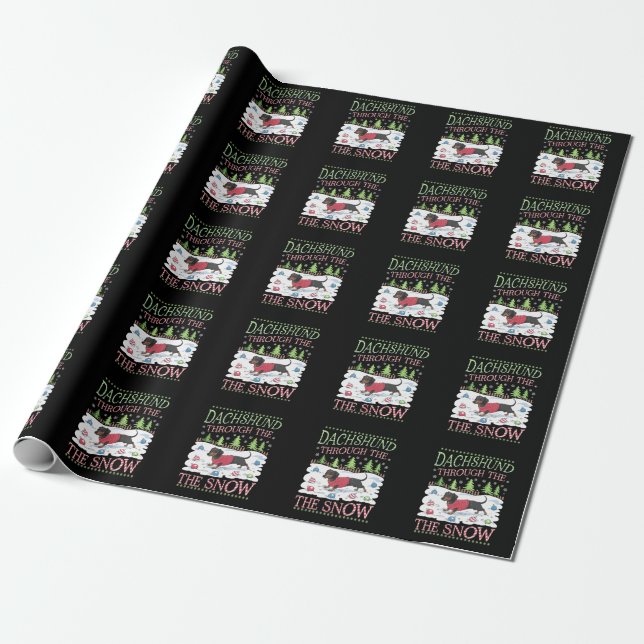 Dackel durch den Schnee Geschenkpapier (Ungerollt)