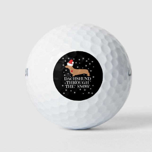 Dackel durch den Schnee Golfball (Vorderseite)