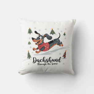 Dackel durch den Schnee Kissen