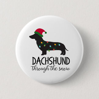 Dackel durch den Schnee-Knopf, Weihnachten Button