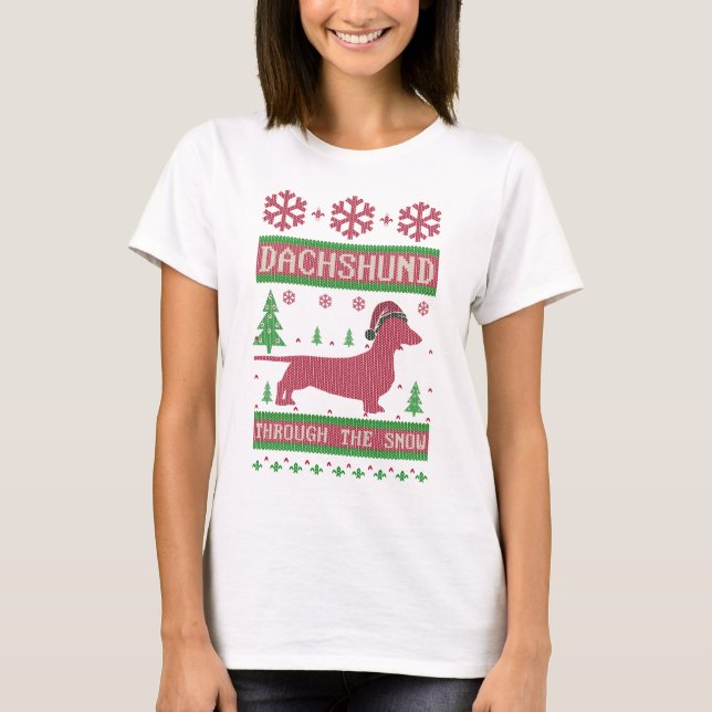 Dackel durch den Schnee T-Shirt (Vorderseite)