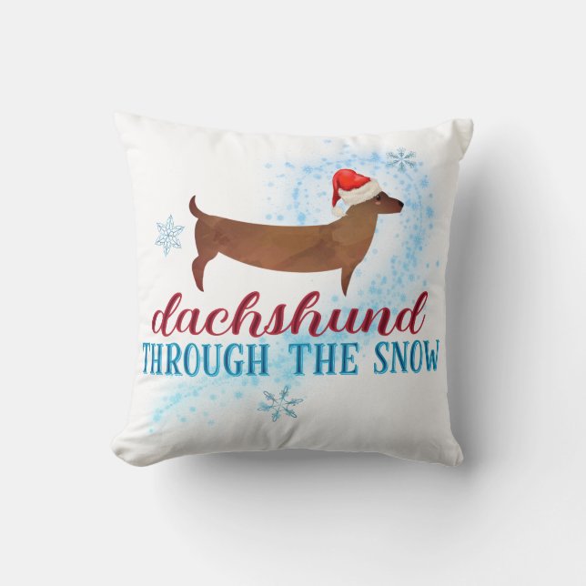 Dackel durch den Schnee Weihnachten Weihnachten Kissen (Vorderseite)