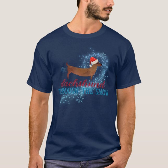 Dackel durch den Schnee Weihnachten Weihnachten T-Shirt (Vorderseite)