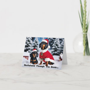 Dackel durch den Schnee... Weihnachtskarte Feiertagskarte