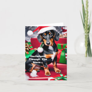 Dackel durch den Schnee... Weihnachtskarte Feiertagskarte