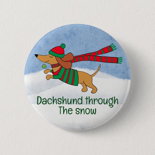 Dackel durch den Schneeballknopf Button (Vorderseite)