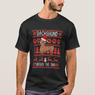 Dackel durch den schneebedeckten Weihnachtssüßer T-Shirt