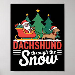 Dackel durch den schneefestlichen Weihnachtsfeiert Poster