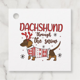 Dackel durch den schneeweihnachtlichen Hund lange Geschenkanhänger