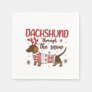 Dackel durch den schneeweihnachtlichen Hund lange Serviette