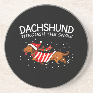 Dackel durch den schneewitzigen Hund Weihnachten Getränkeuntersetzer
