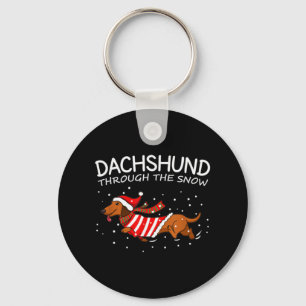 Dackel durch den schneewitzigen Hund Weihnachten Schlüsselanhänger