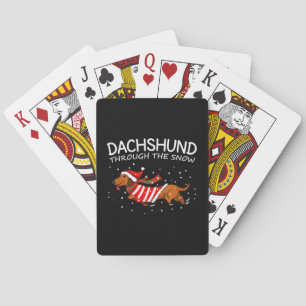 Dackel durch den schneewitzigen Hund Weihnachten Spielkarten