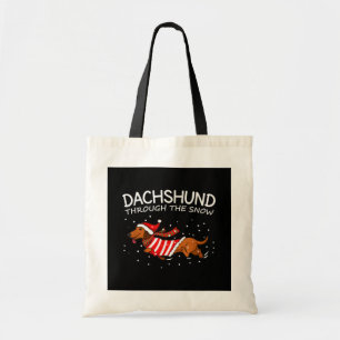 Dackel durch den schneewitzigen Hund Weihnachten Tragetasche
