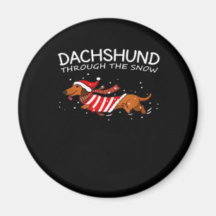 Dackel durch den schneewitzigen Hundeweihnachtskla Magnet