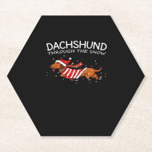 Dackel durch den schneewitzigen Hundeweihnachtskla Untersetzer