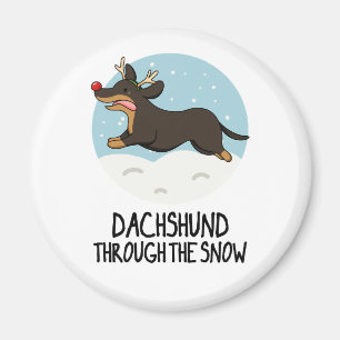 Dackel durch den sonnigen Weihnachtsabend Magnet