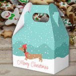 Dackel durch Schnee Frohe Weihnachts-Geschenkboxen Geschenkschachtel<br><div class="desc">Dackel Hund und Dackel Urlaub Spaß.</div>