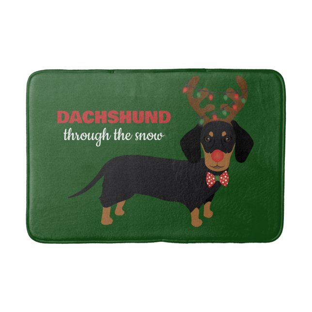 Dackel durch Schnee Niedliche Dackel Rentierhund Badematte (Vorderseite)