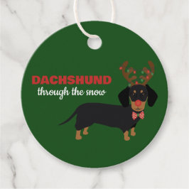 Dackel durch Schnee Niedliche Dackel Rentierhund Geschenkanhänger