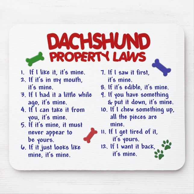 Dackel-Eigentums-Gesetze 2 Mousepad (Vorne)