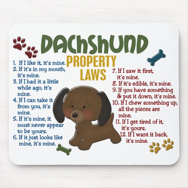 Dackel-Eigentums-Gesetze 4 Mousepad (Vorne)