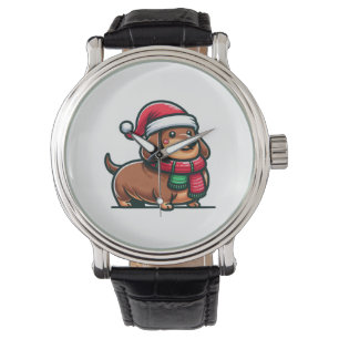 Dackel Elegance Weihnachtsvorfreude Klassisch Armbanduhr