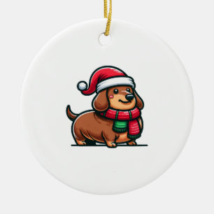 Dackel Elegance Weihnachtsvorfreude Klassisch Keramik Ornament